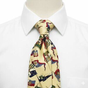 Tommy Hilfiger Silk Tie Vintage 90's Lion Crest Flags